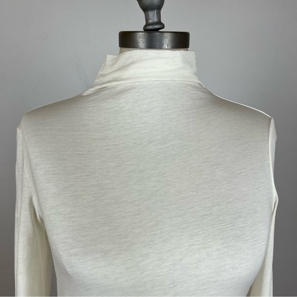 Theory Ivory Basic Cashmere blend Mock Neck Turtle Neck T-Shirt - Picture 2 of 8